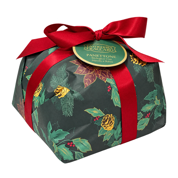 Włoska babka Panettone z żurawiną i czarna porzeczką Mirtilli Rossi 750g BIO Fraccaro
